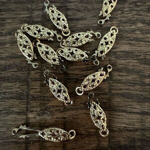 New Vintage Gold Filigree Fish Clasps for Women’s Jewelry - 12 Pieces